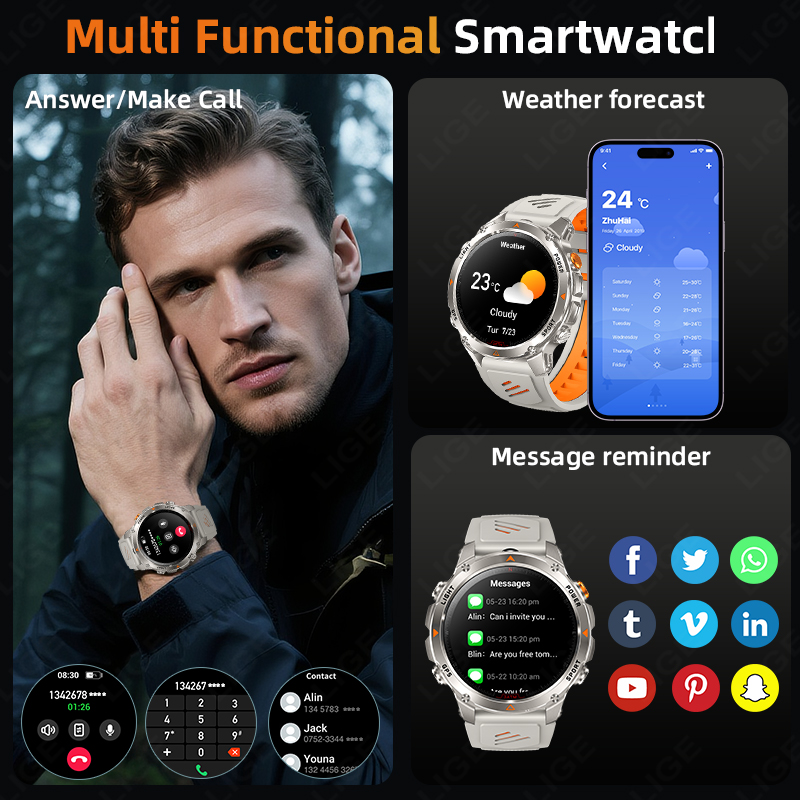 LIGE прочные GPS трековые умны – обзор и цена Watch Smartwatch